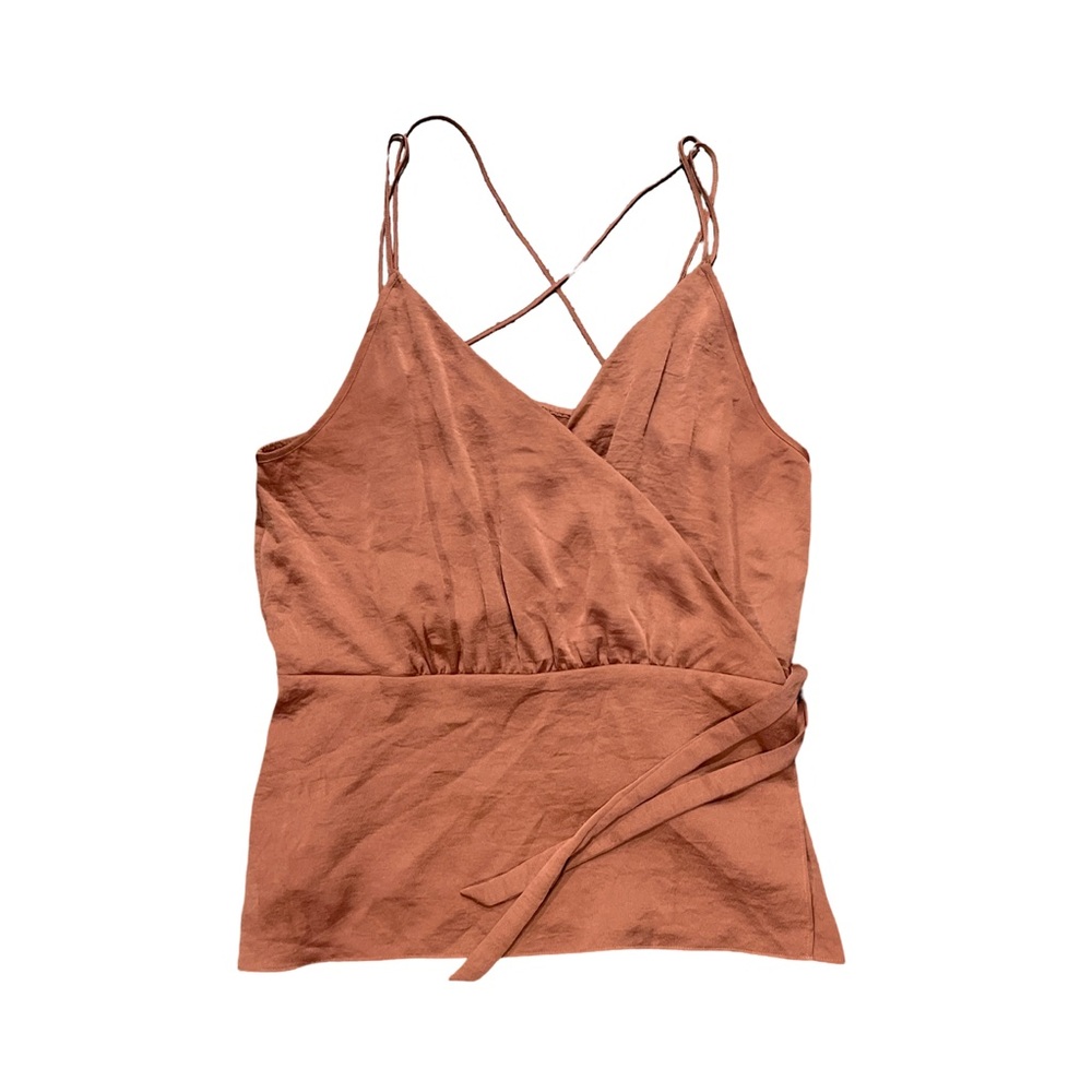 Express rose strappy tank with tie SZ L
